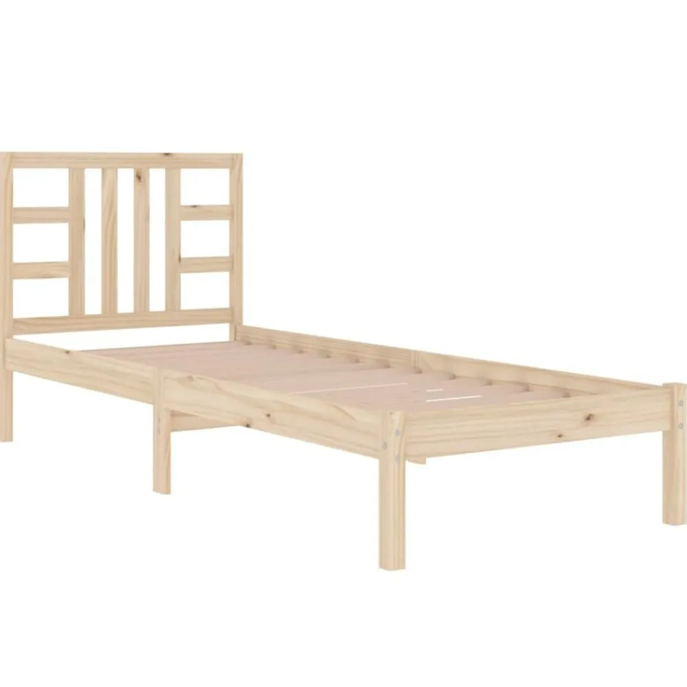 vidaXL Estructura de cama madera maciza 75x190 cm Natural Sale