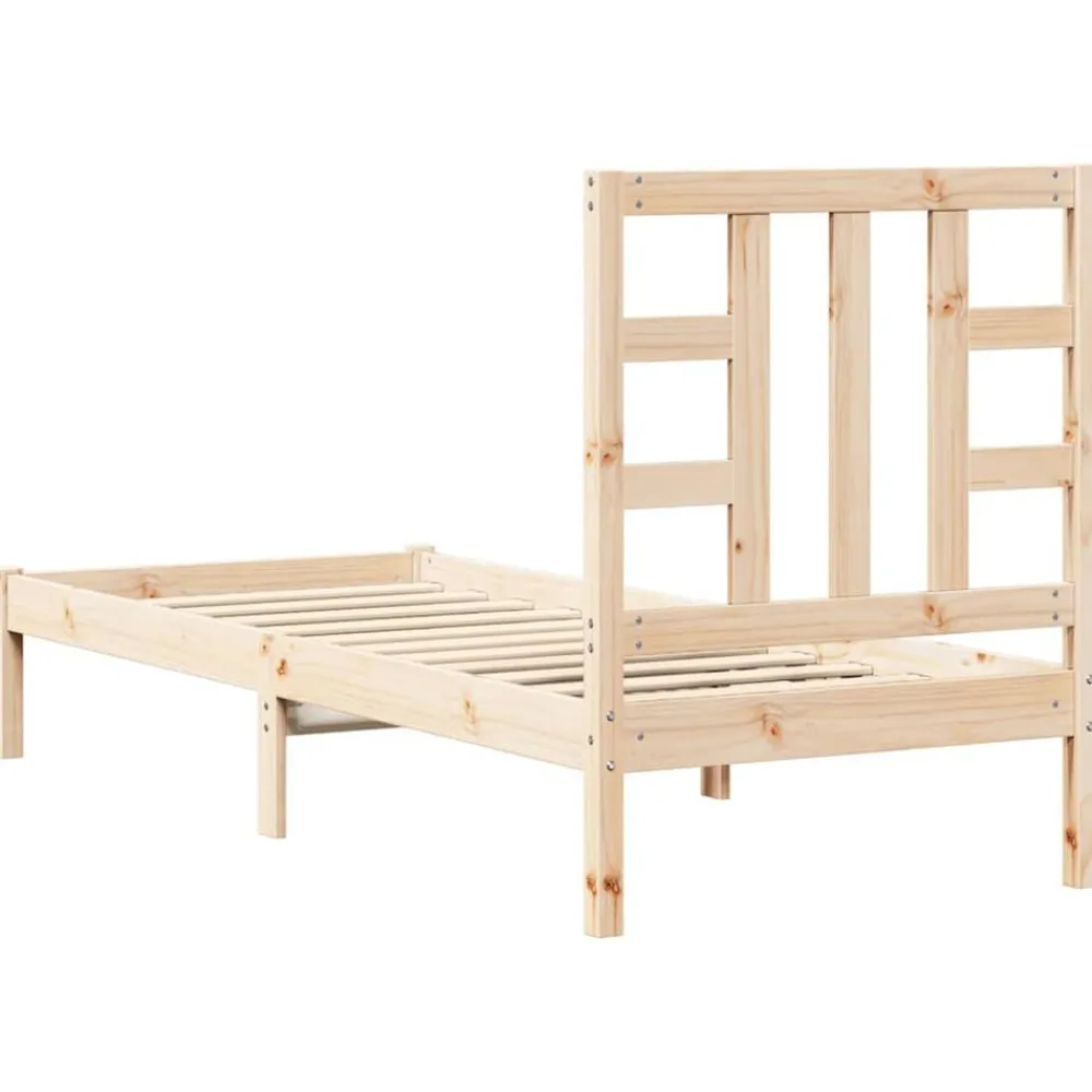 vidaXL Estructura de cama madera maciza 75x190 cm Natural Sale