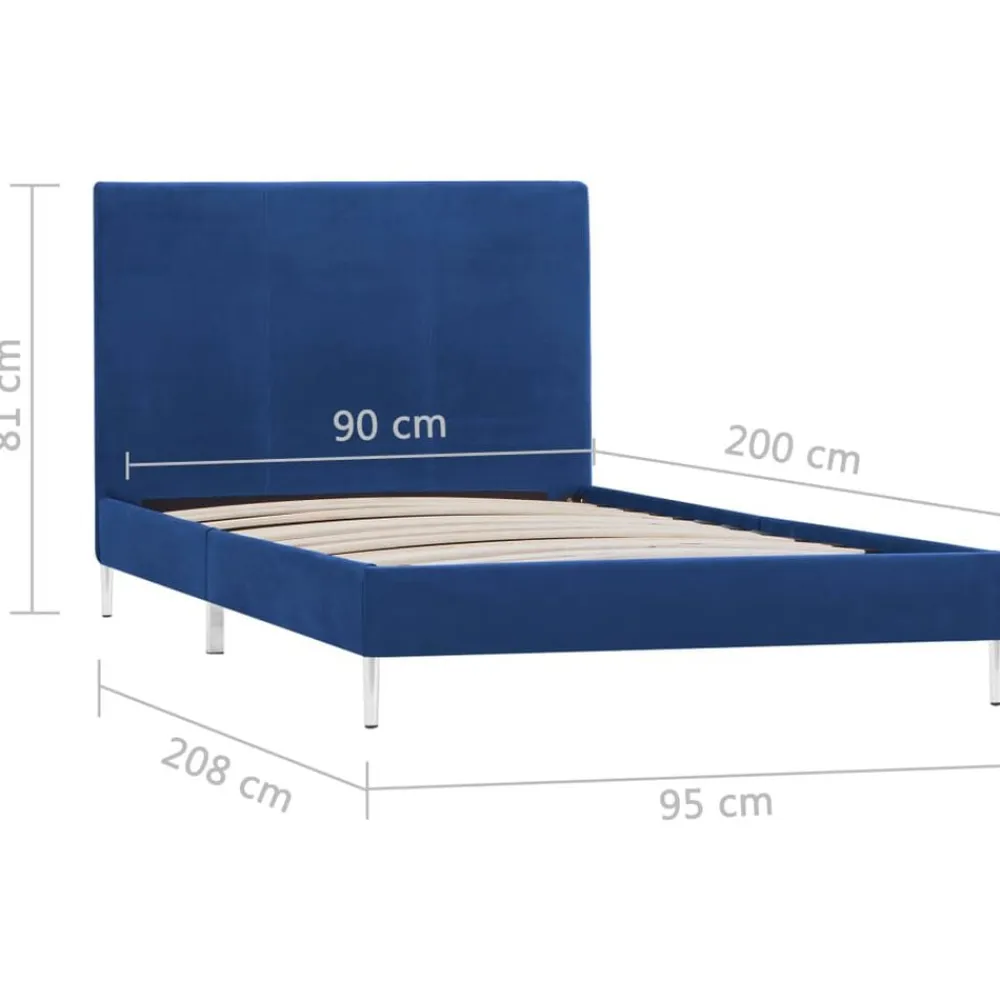 vidaXL Estructura de cama sin colchón tela 90x200 cm Azul Clearance