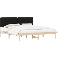 vidaXL Camas Y Accesorios-Estructura de Cama con Cabecera Tapizada Negro 180 x 200 cm
