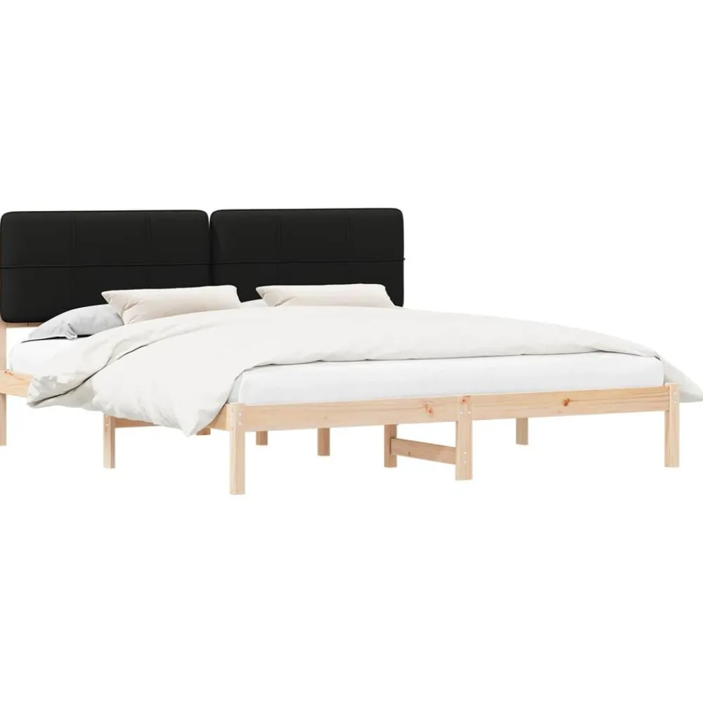 vidaXL Camas Y Accesorios-Estructura de Cama con Cabecera Tapizada Negro 180 x 200 cm