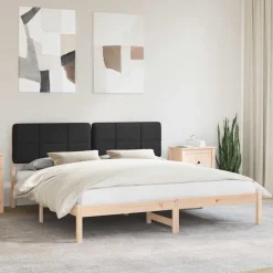 vidaXL Camas Y Accesorios-Estructura de Cama con Cabecera Tapizada Negro 180 x 200 cm