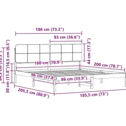 vidaXL Camas Y Accesorios-Estructura de Cama con Cabecera Tapizada Negro 180 x 200 cm