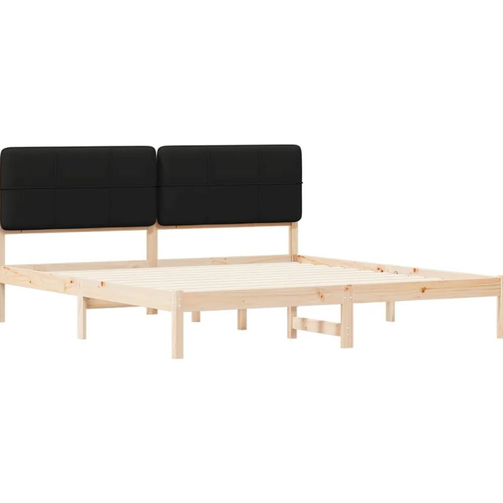 vidaXL Camas Y Accesorios-Estructura de Cama con Cabecera Tapizada Negro 180 x 200 cm