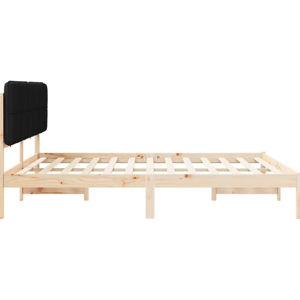 vidaXL Camas Y Accesorios-Estructura de Cama con Cabecera Tapizada Negro 180 x 200 cm