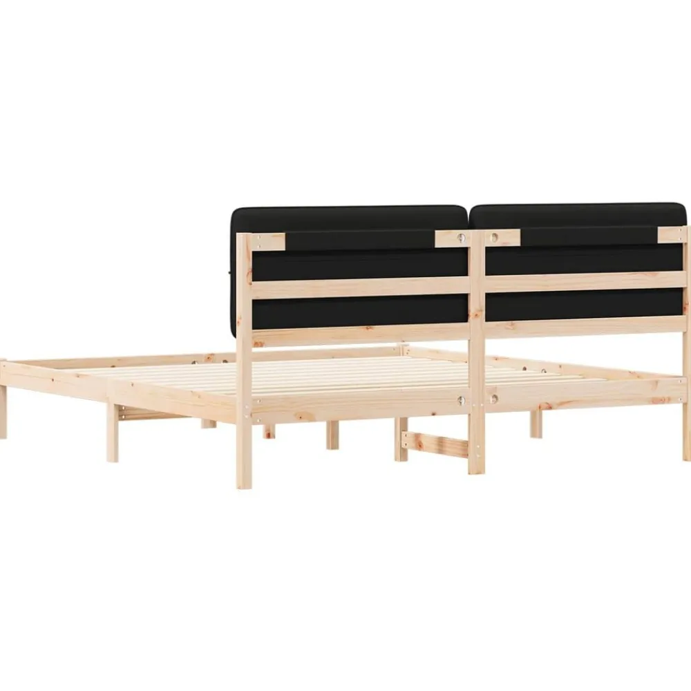 vidaXL Camas Y Accesorios-Estructura de Cama con Cabecera Tapizada Negro 180 x 200 cm