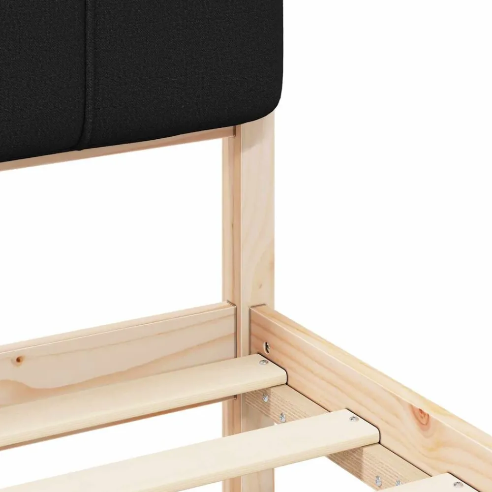 vidaXL Camas Y Accesorios-Estructura de Cama con Cabecera Tapizada Negro 180 x 200 cm
