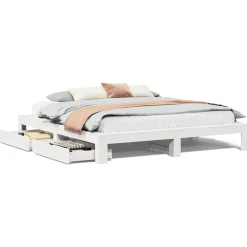 vidaXL Estructura de cama sin colchón madera maciza blanca 200x200 cm Blanco Discount
