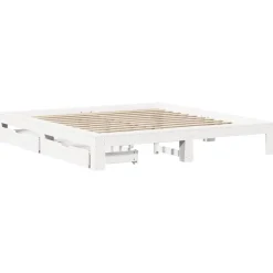 vidaXL Estructura de cama sin colchón madera maciza blanca 200x200 cm Blanco Discount