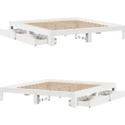 vidaXL Estructura de cama sin colchón madera maciza blanca 200x200 cm Blanco Discount