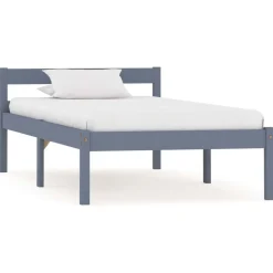 vidaXL Estructura de cama sin colchón madera de pino 90x200 cm Gris Clearance