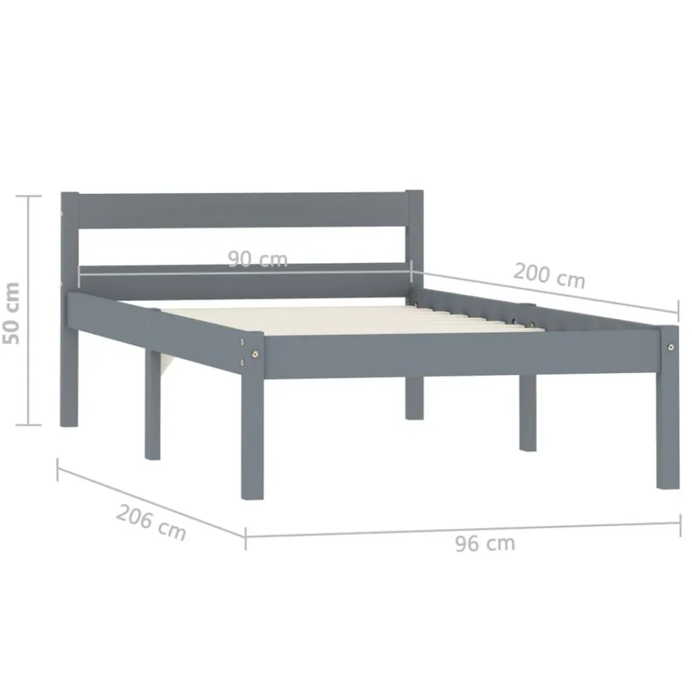 vidaXL Estructura de cama sin colchón madera de pino 90x200 cm Gris Clearance