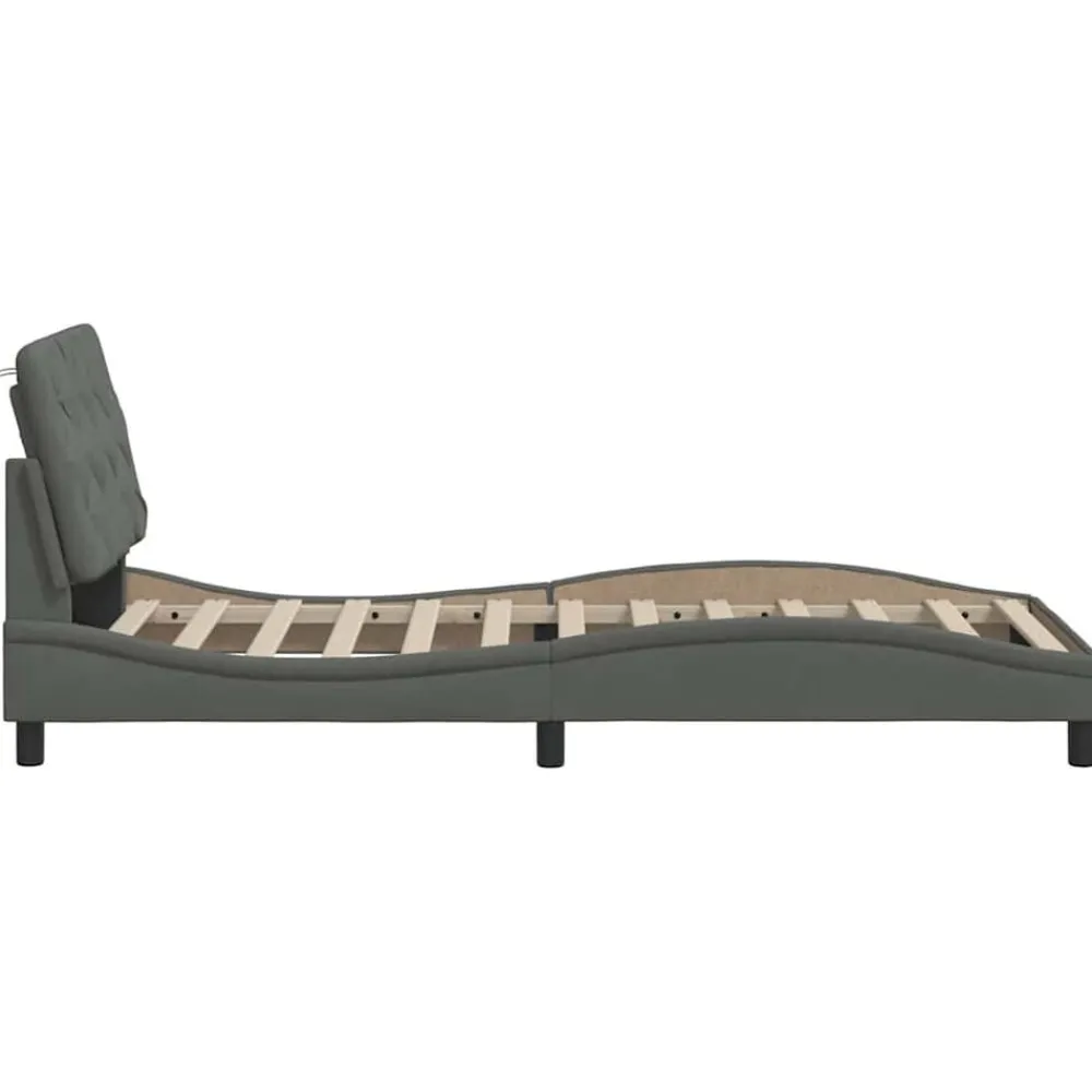 vidaXL Estructura de cama sin colchón tela 80x200 cm Gris oscuro Sale