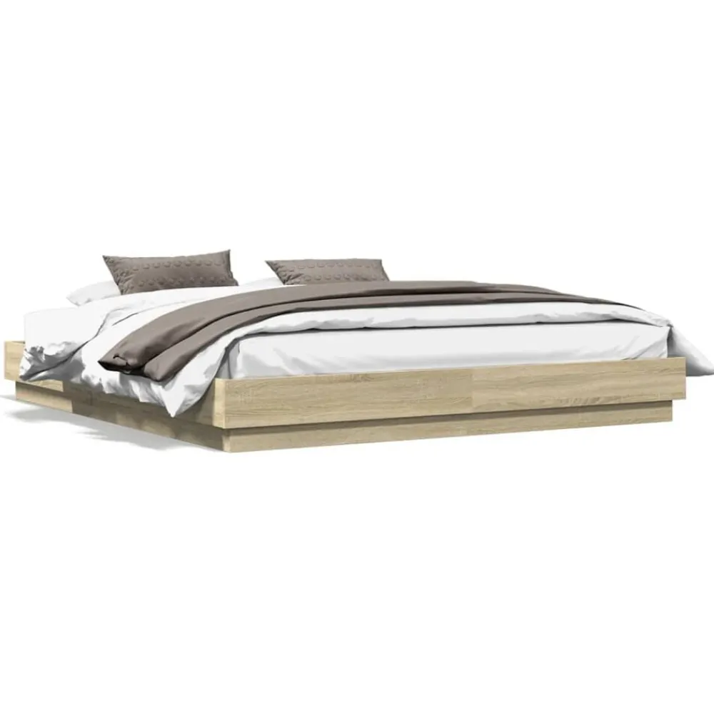 vidaXL Camas Y Accesorios-Estructura de cama madera de ingeniería 200x200 cm