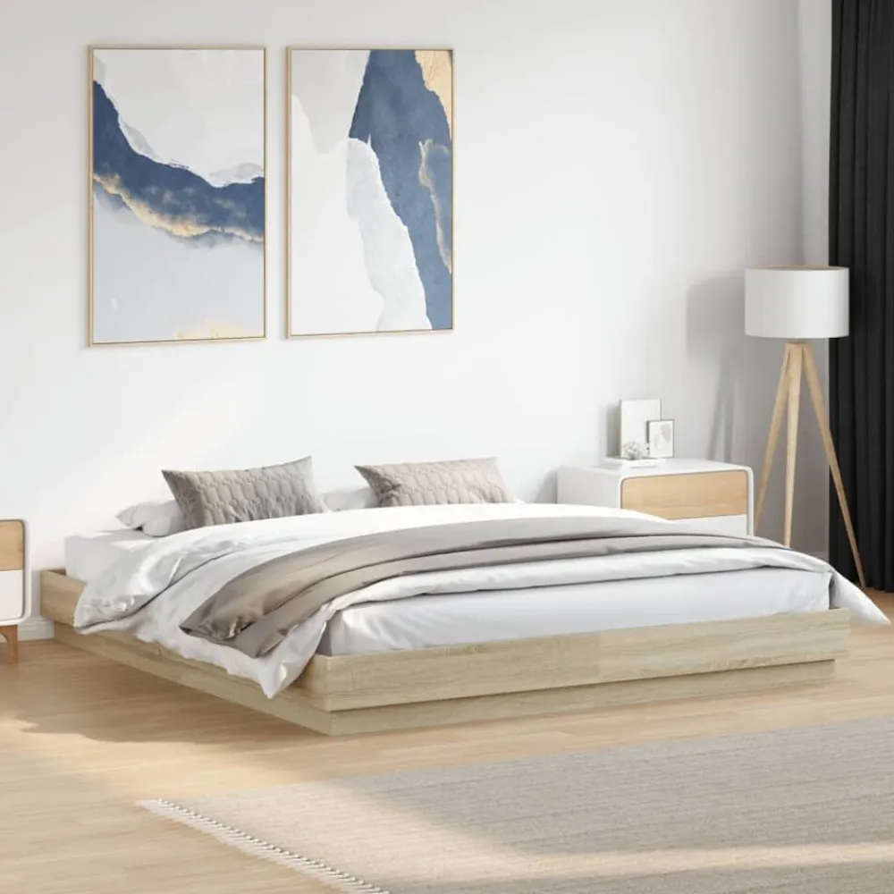 vidaXL Camas Y Accesorios-Estructura de cama madera de ingeniería 200x200 cm