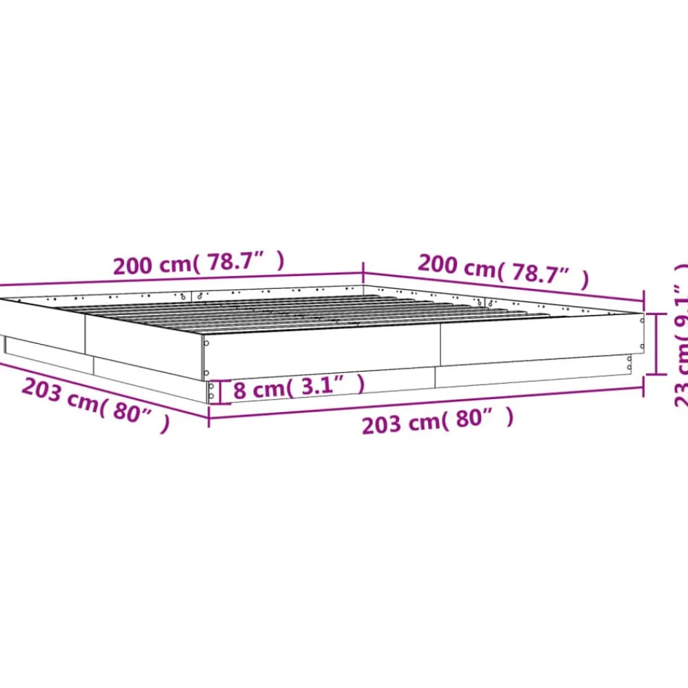 vidaXL Camas Y Accesorios-Estructura de cama madera de ingeniería 200x200 cm
