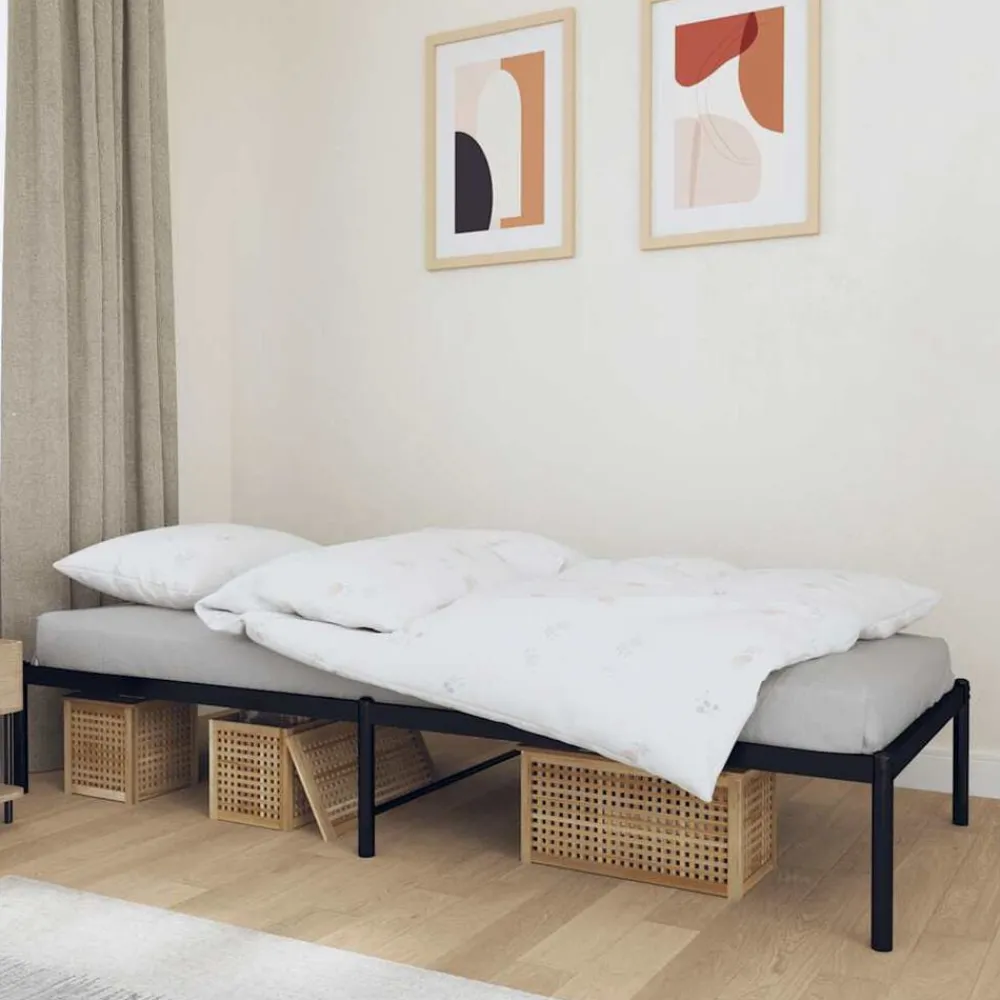 vidaXL Estructura de cama sin colchón metal 75x190 cm Negro Clearance