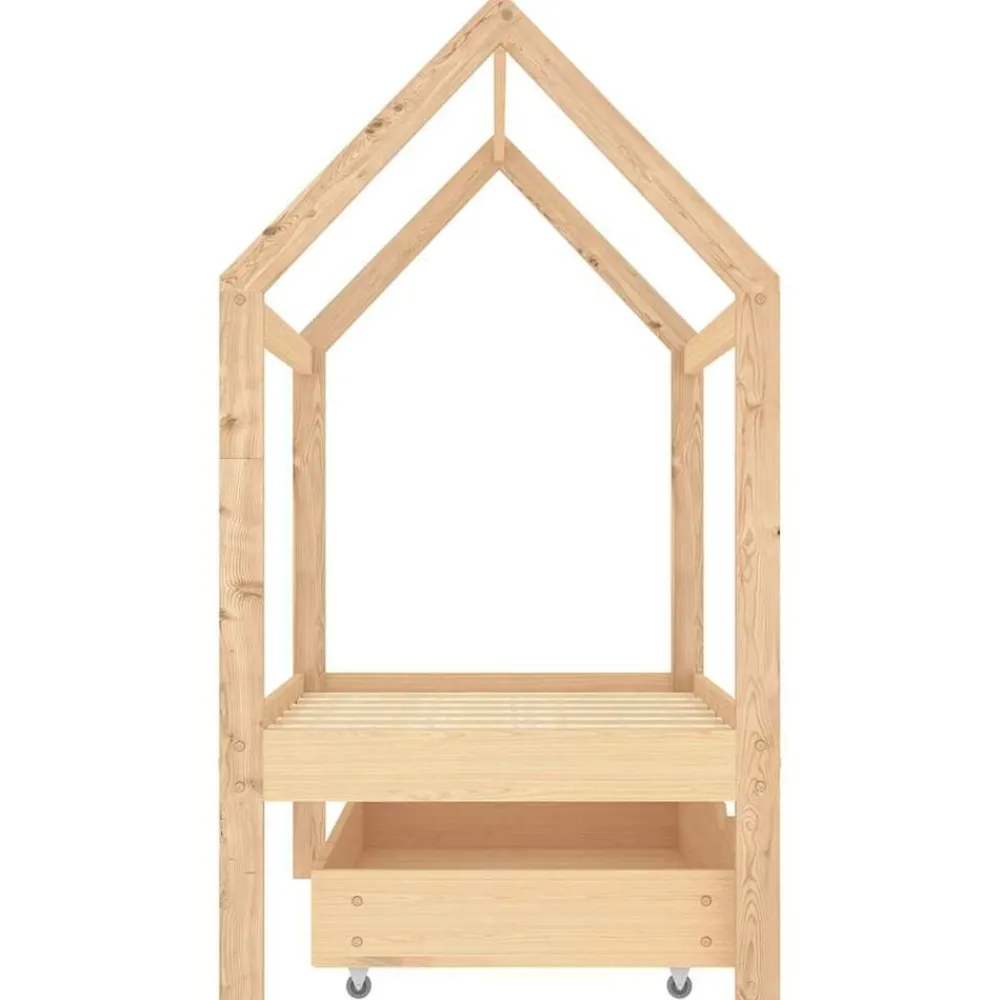 vidaXL Estructura de cama infantil con cajón madera de pino 70x140 cm Marrón Outlet