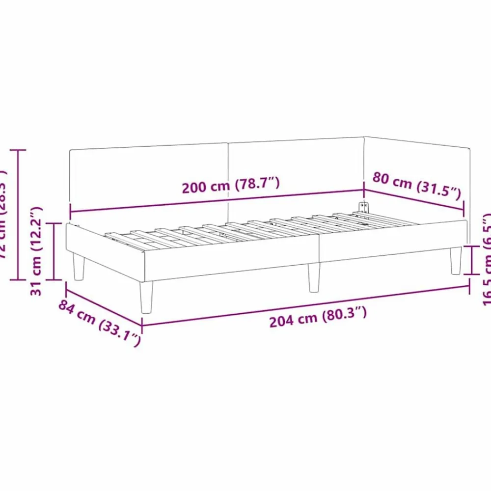 vidaXL Camas Y Accesorios-Estructura de cama en esquina con cabecera 80 cm x 200 cm
