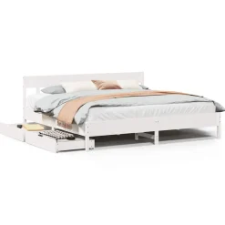 vidaXL Estructura de cama sin colchón madera maciza blanca 200x200 cm Blanco New