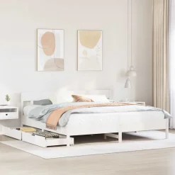 vidaXL Estructura de cama sin colchón madera maciza blanca 200x200 cm Blanco New