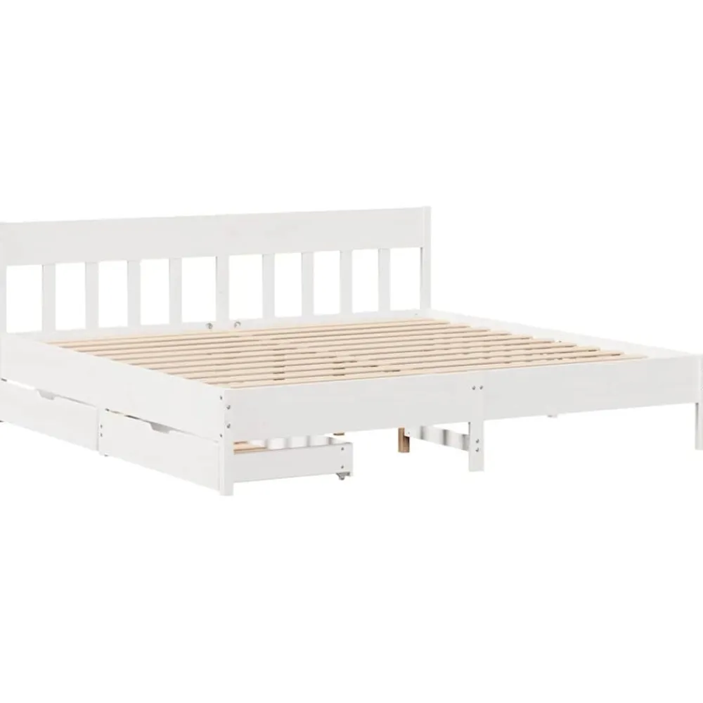 vidaXL Estructura de cama sin colchón madera maciza blanca 200x200 cm Blanco New