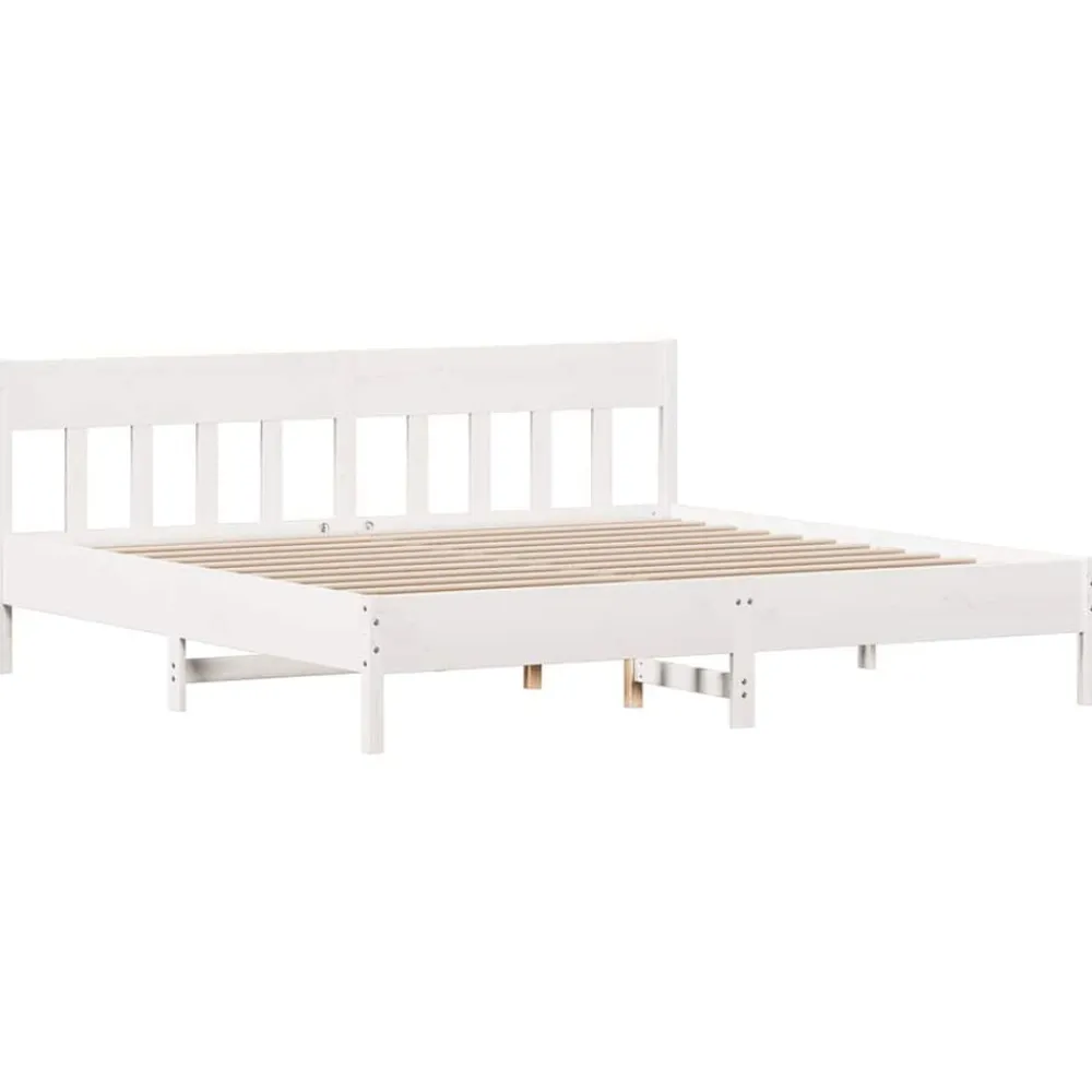 vidaXL Estructura de cama sin colchón madera maciza blanca 200x200 cm Blanco New