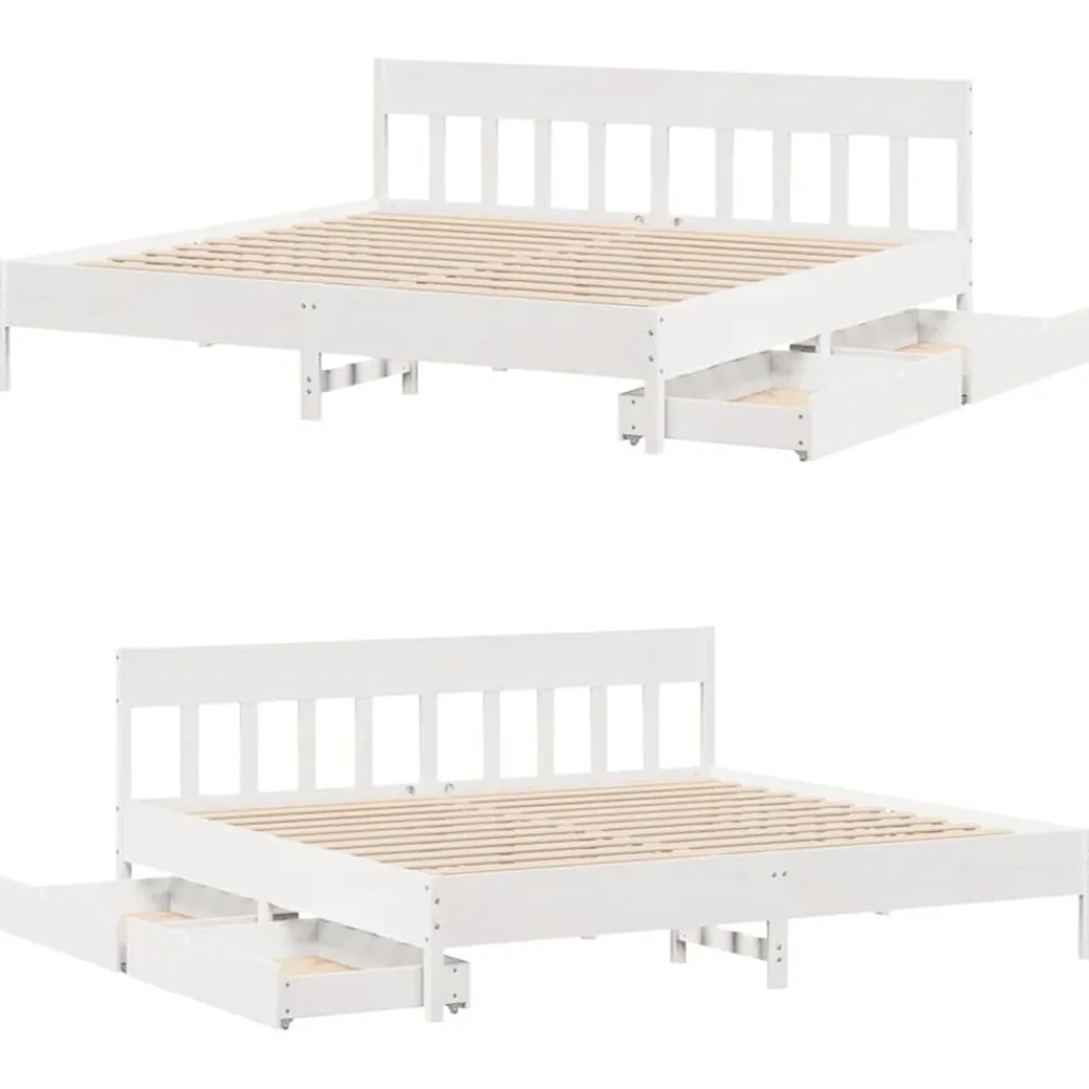 vidaXL Estructura de cama sin colchón madera maciza blanca 200x200 cm Blanco New