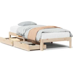 vidaXL Camas Y Accesorios-Estructura de cama con cajones madera maciza pino 75x190 cm