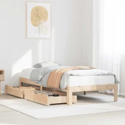 vidaXL Camas Y Accesorios-Estructura de cama con cajones madera maciza pino 75x190 cm