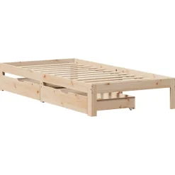 vidaXL Camas Y Accesorios-Estructura de cama con cajones madera maciza pino 75x190 cm
