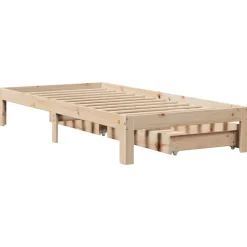vidaXL Camas Y Accesorios-Estructura de cama con cajones madera maciza pino 75x190 cm