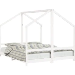 Niños vidaXL Mobiliario Para Bebés Y Niños Pequeños-Estructura de cama para niños madera pino 2x(80x200) cm