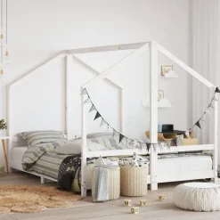 Niños vidaXL Mobiliario Para Bebés Y Niños Pequeños-Estructura de cama para niños madera pino 2x(80x200) cm