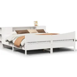 vidaXL Estructura de cama sin colchón madera maciza blanca 200x200 cm Blanco Clearance