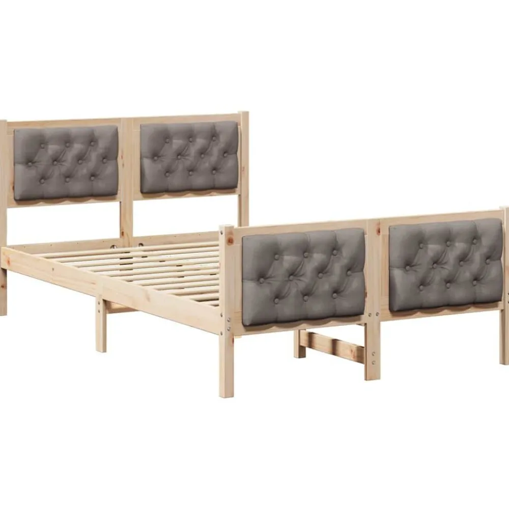 vidaXL Camas Y Accesorios-Estructura de cama Taupé 120 x 200 cm Madera de pino macizo