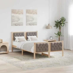vidaXL Camas Y Accesorios-Estructura de cama Taupé 120 x 200 cm Madera de pino macizo