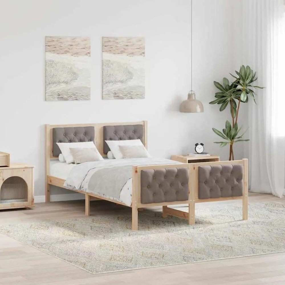 vidaXL Camas Y Accesorios-Estructura de cama Taupé 120 x 200 cm Madera de pino macizo
