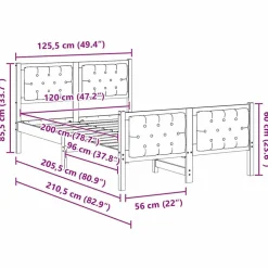 vidaXL Camas Y Accesorios-Estructura de cama Taupé 120 x 200 cm Madera de pino macizo