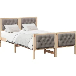 vidaXL Camas Y Accesorios-Estructura de cama Taupé 120 x 200 cm Madera de pino macizo