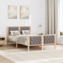 vidaXL Camas Y Accesorios-Estructura de cama Taupé 120 x 200 cm Madera de pino macizo