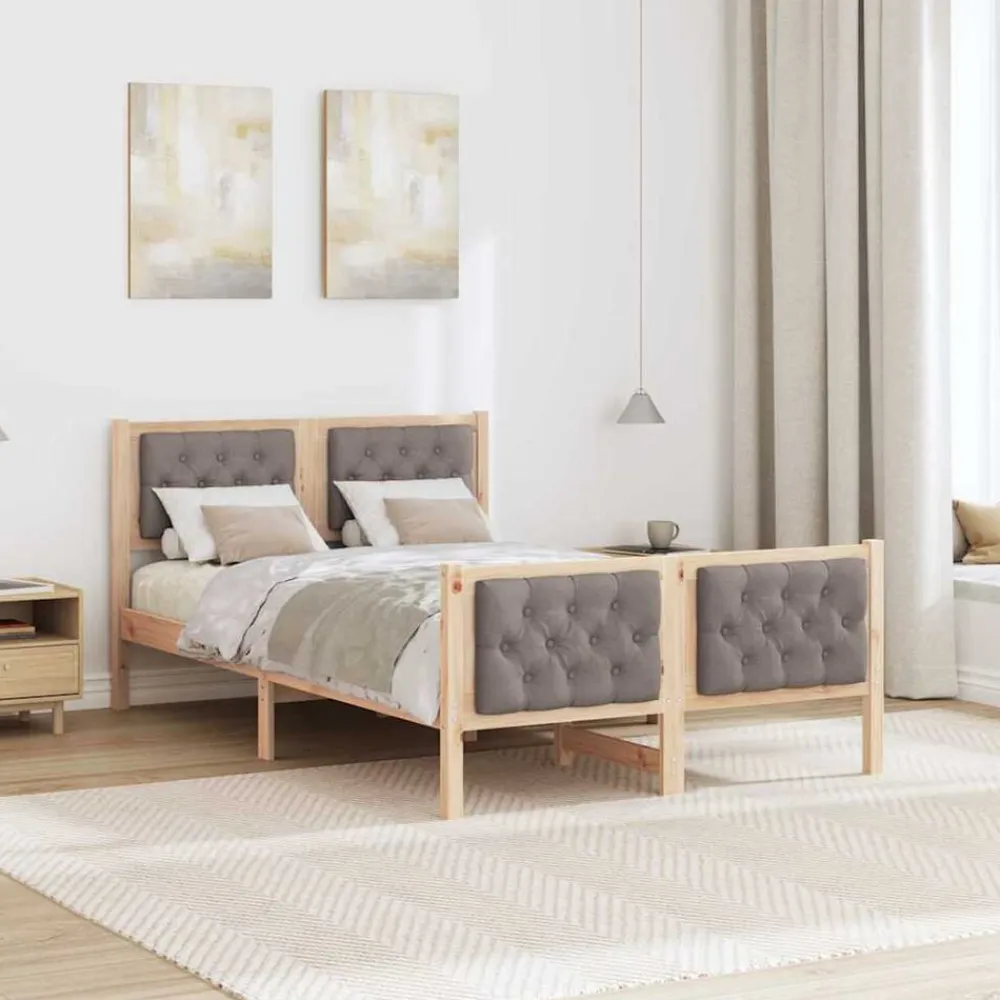 vidaXL Camas Y Accesorios-Estructura de cama Taupé 120 x 200 cm Madera de pino macizo