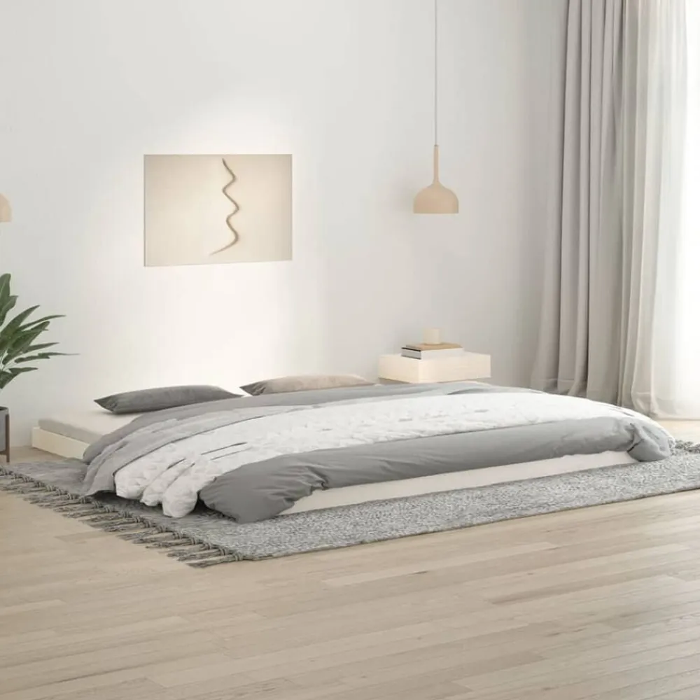 vidaXL Estructura de cama sin colchón madera maciza blanca 200x200 cm Blanco Discount