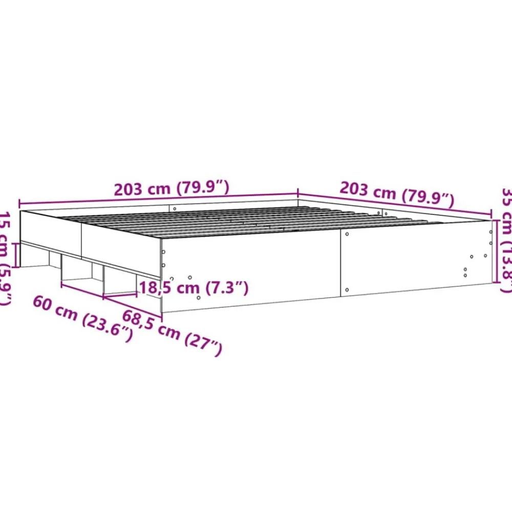 vidaXL Camas Y Accesorios-Estructura de cama sin colchón 200x200 cm