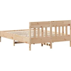 vidaXL Estructura de cama sin colchón madera de pino blanco 150x200 cm Natural Sale