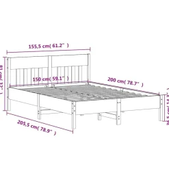 vidaXL Estructura de cama sin colchón madera de pino blanco 150x200 cm Natural Sale