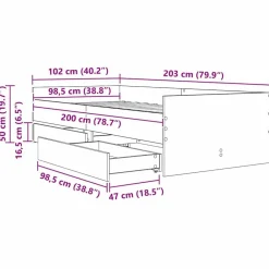 vidaXL Estructura de cama con cajón 100 x 200 cm Roble negro Hot