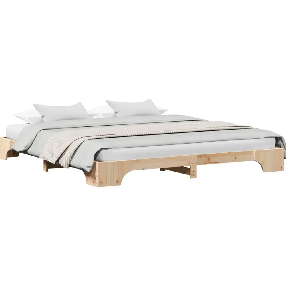 vidaXL Estructura de cama 200 x 200 cm Madera de pino macizo Natural Sale