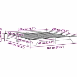 vidaXL Estructura de cama 200 x 200 cm Madera de pino macizo Natural Sale