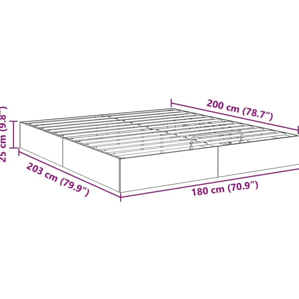 vidaXL Estructura de Cama Ottoman 203 x 180 x 25 cm Roble Sonoma Outlet